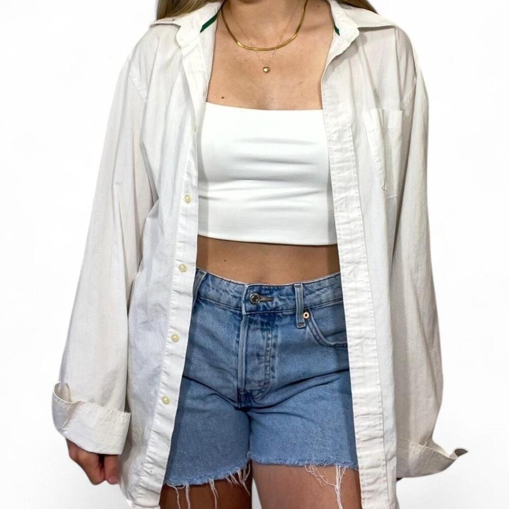 Vintage American Rag Cotton Striped White Button Long Sleeve Large - Picture 2 of 8